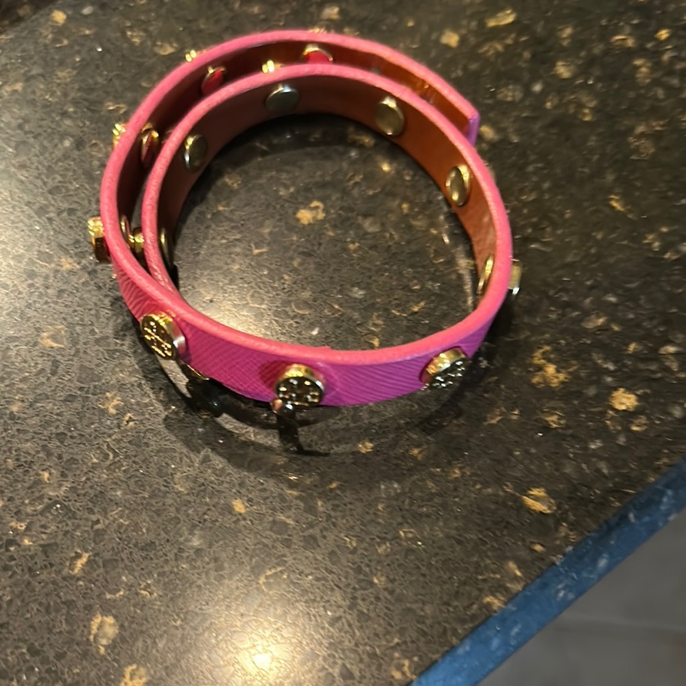 Tory Burch Pink and Gold Double Wrap Bracelet - Picture 2 of 2